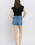 VERVET by Flying Monkey High Rise Distressed Hem A-Line Shorts