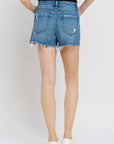 VERVET by Flying Monkey High Rise Distressed Hem A-Line Shorts