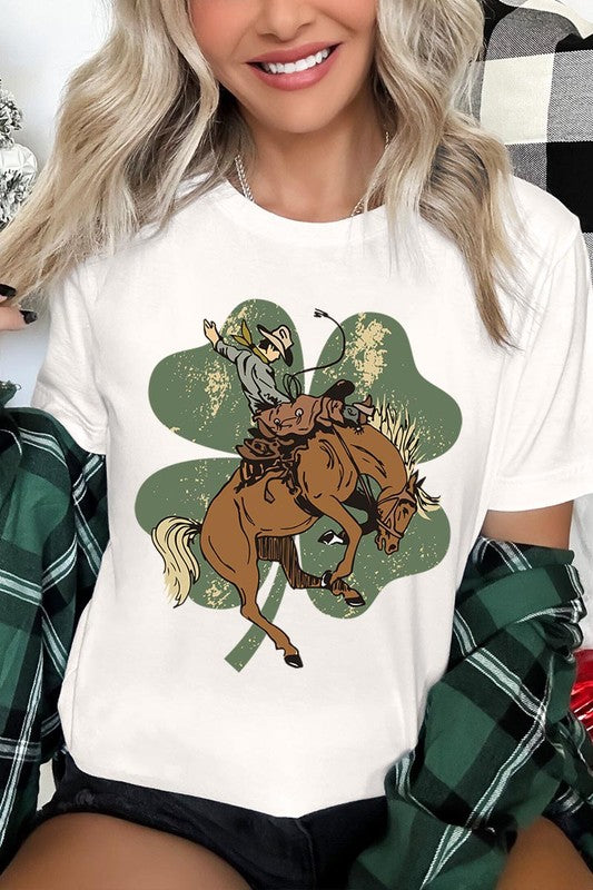 Lucky Bronco St. Patrick&#39;s Day Unisex Short Sleeve Graphic Tee