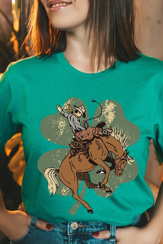 Lucky Bronco St. Patrick&#39;s Day Unisex Short Sleeve Graphic Tee