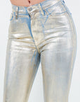 Bell Bottom Jean in Gold Foil