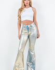 Bell Bottom Jean in Gold Foil