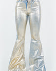 Bell Bottom Jean in Gold Foil