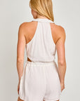 LE LIS Collared Sleeveless Romper