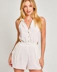 LE LIS Collared Sleeveless Romper