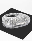 Rhinestone Cleared Top Handle Box Clutch