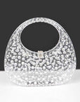 Rhinestone Cleared Top Handle Box Clutch