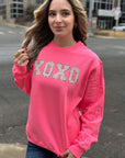 PLUS Neon Pink XOXO Faux Patch Sweatshirt