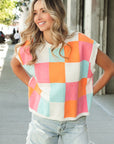 BiBi Multi-Color Checker Sweater Vest