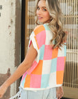 BiBi Multi-Color Checker Sweater Vest