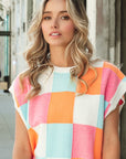 BiBi Multi-Color Checker Sweater Vest