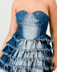 Athina Denim Delight Tiered Ruffle Dress