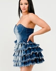 Athina Denim Delight Tiered Ruffle Dress