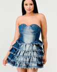 Athina Denim Delight Tiered Ruffle Dress