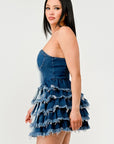 Athina Denim Delight Tiered Ruffle Dress