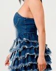 Athina Denim Delight Tiered Ruffle Dress