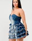 Athina Denim Delight Tiered Ruffle Dress