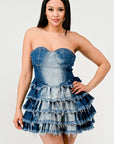 Athina Denim Delight Tiered Ruffle Dress