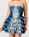 Athina Denim Delight Tiered Ruffle Dress