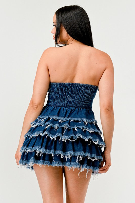 Athina Denim Delight Tiered Ruffle Dress