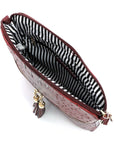 Ostrich Croc Zip Tassel Crossbody Bag