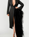 Athina Noir Cascade Tuxedo Gown