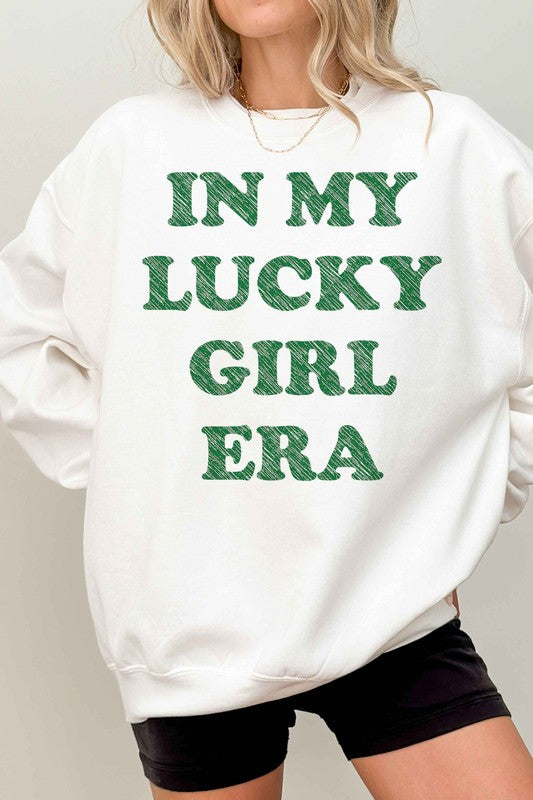 In My Lucky Girl Era St. Patrick&#39;s Oversized Sweatshirt