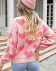 Fuzzy Heart Pink Knit Valentine Sweater