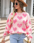 Fuzzy Heart Pink Knit Valentine Sweater