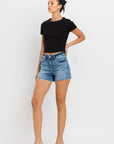 VERVET by Flying Monkey High Rise Raw Hem Denim Shorts