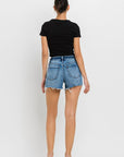 VERVET by Flying Monkey High Rise Raw Hem Denim Shorts