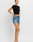 VERVET by Flying Monkey High Rise Raw Hem Denim Shorts