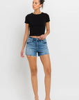 VERVET by Flying Monkey High Rise Raw Hem Denim Shorts