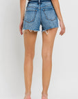 VERVET by Flying Monkey High Rise Raw Hem Denim Shorts