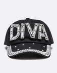 DIVA Crystal Embellished Denim Cap