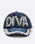 DIVA Crystal Embellished Denim Cap