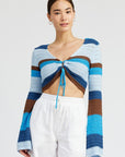 Emory Park Striped Crochet Ruched Top