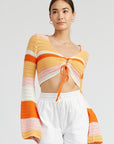 Emory Park Striped Crochet Ruched Top