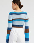 Emory Park Striped Crochet Ruched Top