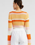 Emory Park Striped Crochet Ruched Top