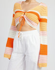 Emory Park Striped Crochet Ruched Top