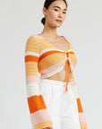 Emory Park Striped Crochet Ruched Top