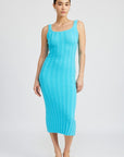 Emory Park Scoop Neck Ribbed Midi Dress