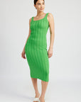 Emory Park Scoop Neck Ribbed Midi Dress