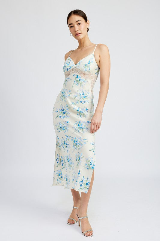 Emory Park Floral Slip Dress with Lace Detail