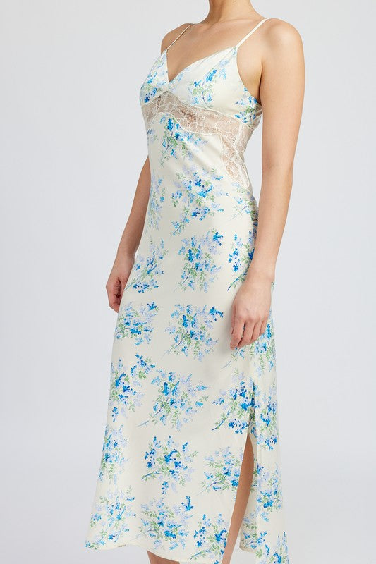 Emory Park Floral Slip Dress with Lace Detail