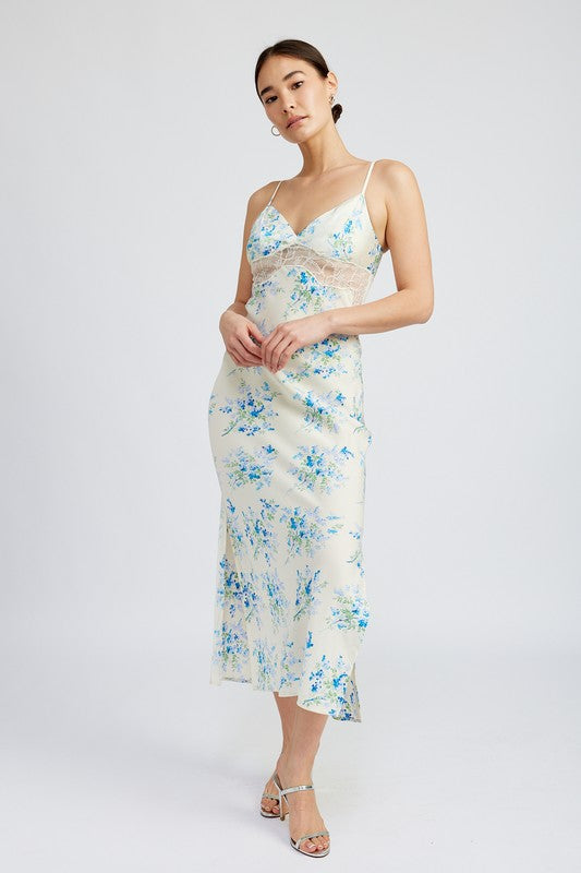 Emory Park Floral Slip Dress with Lace Detail