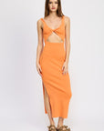 Emory Park Front Knot Midi Dress with Cut Out