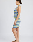 Emory Park Striped Crochet Mini Dress with Halter Neck