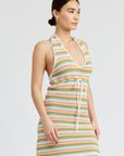 Emory Park Striped Crochet Mini Dress with Halter Neck